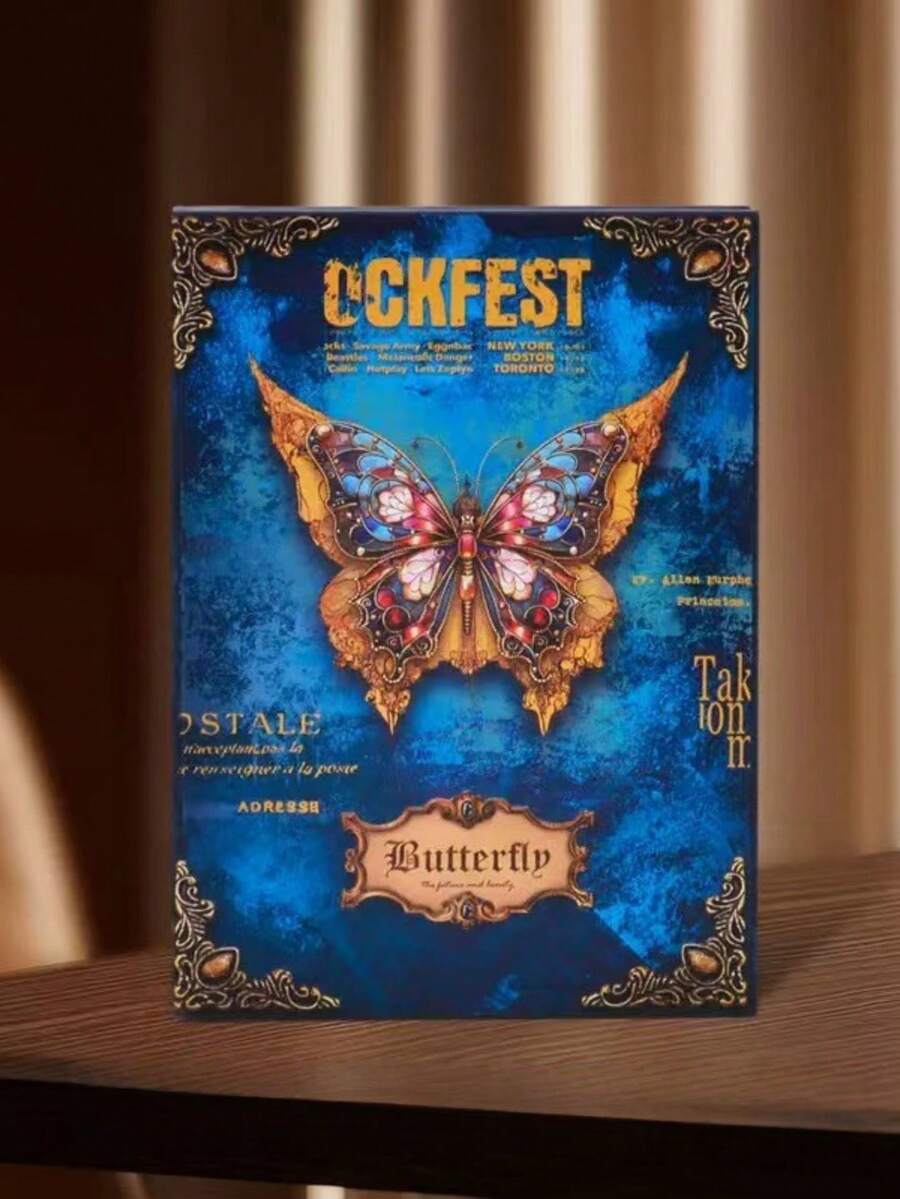 1pc Gothic Butterfly Full-Color Notebook, Creative Retro European Style Notebook, High-Value Illustration Notebook - Multicolor - View 1