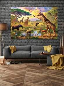 1pc Party Table Decoration Banners, Photo Props, Tropical Desert And African Jungle Wildlife Photography Backgrounds - Multicolor - View 4