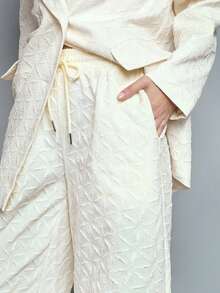 Maija 女士浪漫优雅花卉提花白色阔腿裤 情人节、节日