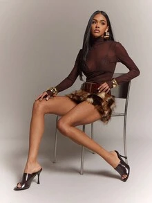 SHUZIA Women's Minimalist Elegant Stiletto Slip-On Heeled Sandals - Coffee Brown - View 7