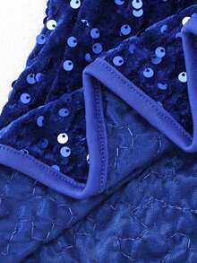 Glamorique Kids 年轻女孩优雅迷人可爱酒红色吊带露肩薄纱收腰鱼尾连衣裙，正式礼服 - 寶藍色 - 查看 3