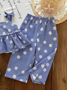 LMoss Kids 女婴格子吊带连体衣和打底裤两件套 - 彩色 - 查看 5