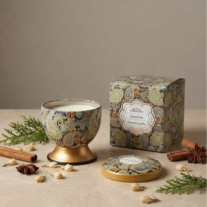 Cirelle Nến thơm không khói, lưu hương lâu - Hộp thiếc cao chân đế, thích hợp làm thơm nhà, quà tặng thư giãn cho nhiều phòng, lý tưởng cho sinh nhật và kỷ niệm.