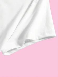 StreetHx Áo thun crop top mùa hè dành cho nữ với họa tiết bikini dừa và hoa dâm bụt, áo thun trắng tay ngắn hở eo phong cách Y2K. - trắng - Xem 4