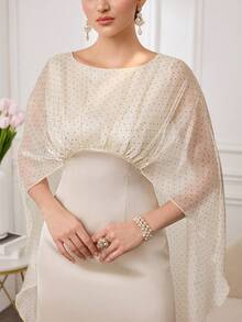 Al Najma Elegant Apricot Polka Dot Dress For Women, Latest Fashion - Apricot - View 6