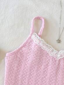 SHEIN 少女粉白蕾丝芭蕾舞风格吊带背心