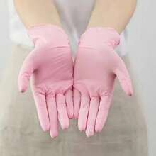 20/50pcs Light Pink Latex-Free Disposable Gloves, Suitable For Cleaning, Dishwashing, Beauty Salon, Cleaning Gloves, Pink Nitrile Gloves - Baby Pink - View 5