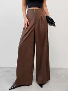Firerie 女士优雅毕业波西米亚风阔腿裤，配金属扣 - 咖啡棕 - 查看 4