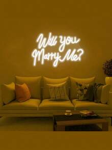 One 40*26.8cm "Will You Marry Me?" Neon Proposal Stick: Silicone Tube + Acrylic Board, USB Powered (Data Cable Included) | Warm White Handwritten Text, Romantic Atmosphere; Suitable For Proposals/Engagements/Confession Ceremonies, Wall-Mounted/Hanging Set. - White - View 8