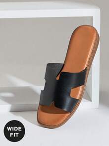 SHUZIA Women's Wide-Fit Comfy Everyday Summer Vacation Casual Flat Sandals - Black - View 7