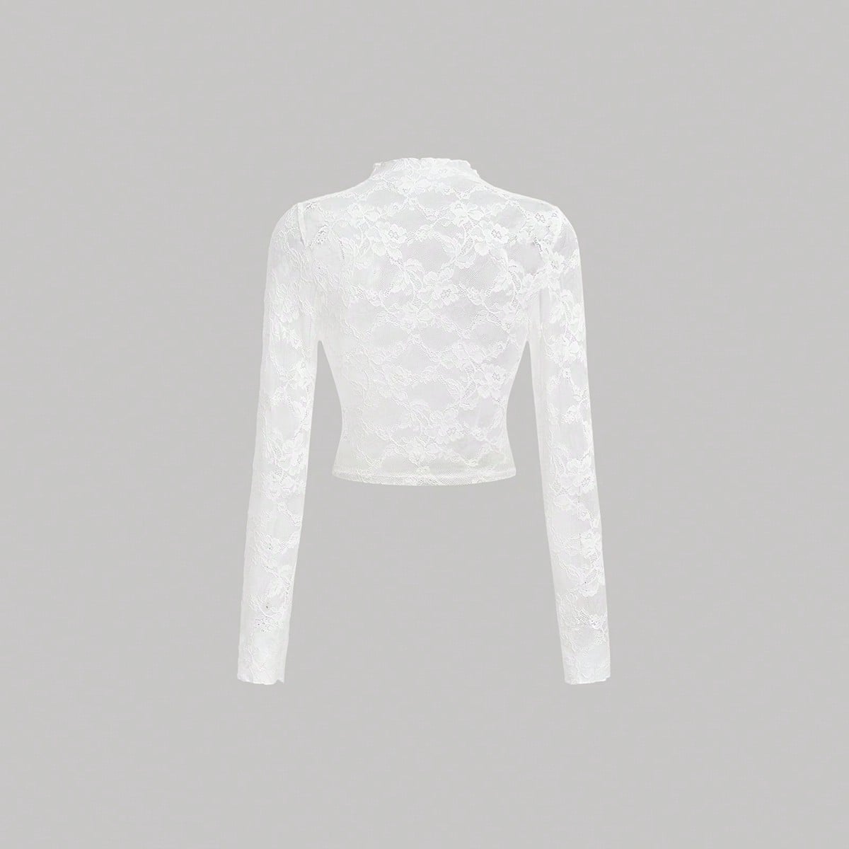 Blusa elegante de manga larga ajustada y transparente con encaje para niña preadolescente