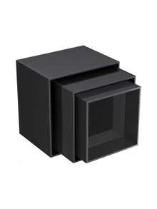 3pcs Black Acrylic Buffet Stand - Black Dessert Display Rack With Hollow Bottom, Cubic Pillar Box Nested For Dessert Food Catering Self-Service Display Party Supplies - Multicolor - View 6