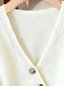 GlowEve Chaleco de punto sin mangas de cuello en V elegante para mujer, primavera/verano - Albaricoque - Ver 3