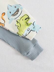 Cozy Pixies 4pcs Baby Boy Snug Fit Pajama Set - Round Neck Long Sleeve Top And Elastic Waist Long Pants Boys Pajama Sets Cotton Baby Pj Set Boy Baby Boy Clothes Dinosaur Baby Unisex Clothes Sets Baby Boy Clothes Long Sleeve - Multicolor - View 5