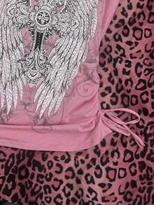 Noixe Women's Casual Wing & Cross Print Side Drawstring Tube Top, Summer - Multicolor - View 4