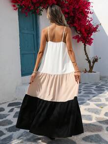 Vivid Eden 撞色编织吊带连衣裙，春夏装扮，夏季服装，情人节，女士度假装，女士沙滩装，节日，浪漫优雅服装，波西米亚风，甜美，锐舞节服装，热带度假女士服装，嘉年华 - 彩色 - 查看 2