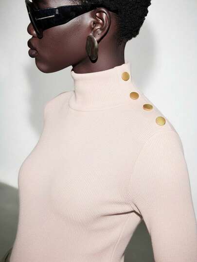 Lumivelle Women's Solid Color Minimalist Turtleneck Sweater, New Autumn/Winter