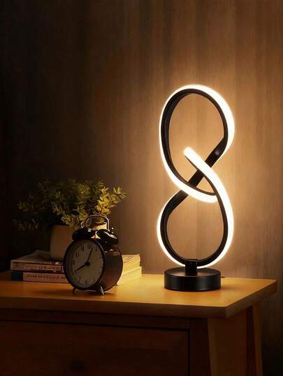 8-Shaped LED Desk Lamp, Creative Design, Suitable For Home, Bedroom, Office, Study, 3 Color Lighting Decoration Atmosphere