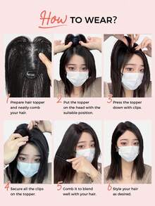 Pieza superior de cabello humano virgen con clips color marrón oscuro, piezas de cabello para mujeres con cabello ralo o pérdida de cabello - S4/27 - Ver 9