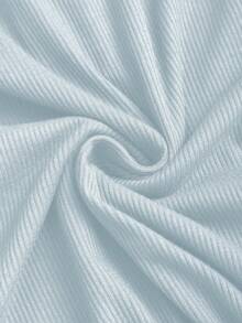 Sweetra 女士蕾丝边饰高领长袖纯色T恤，秋季款 - 霧霾藍 - 查看 4