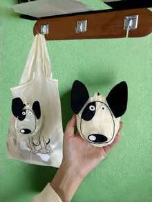 Joivida 可爱狗狗骨头图案宠物爱好者手提袋，大容量可折叠购物袋，女士适用，送朋友的礼物，米色或蓝色工作旅行包，日常使用 - 彩色 - 查看 5