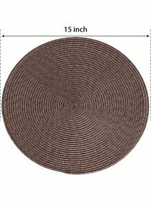 4 pièces/10 pièces/12 pièces Set de sets de table ronds tressés, tapis de table à manger lavables antidérapants de 15 pouces, convenant pour les rassemblements familiaux, les mariages, les fêtes (couleur café) - brun - Voir 2