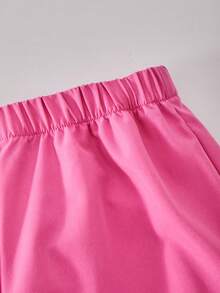 SHEIN ChillGRL 少女休闲字母条纹V领露肩宽松T恤和数字图案T恤搭配时尚实用直筒口袋裤两件套，春夏秋三季皆宜。 - 淺粉色 - 查看 7