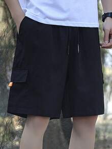 Manfinity Hypemode Men's Solid Color Casual Cargo Shorts - Black - View 7
