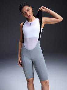 Powerista Women's Casual Sports Zipper Pocket Bib Cycling Outfit - Light Grey - View 4