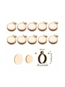 10pcs Mini Embroidery Hoop Ring Wooden Cross Stitch Frame Handmade Pendant Crafts Embroidery Kit - As Picture - View 3