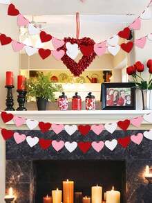 Dây trang trí hình trái tim treo ngày Valentine, vòng hoa trái tim bằng nỉ màu đỏ hồng trắng cho lễ kỷ niệm, đám cưới, sinh nhật, trang trí nhà cửa, quà tặng ngày Valentine, trang trí phòng. - Nhiều màu - Xem 6