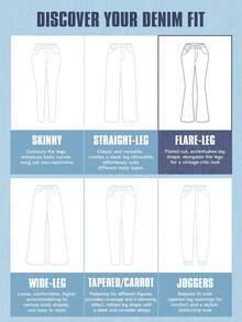 SHEIN ICON 女士高腰弹力喇叭牛仔裤 - 黑色 - 查看 7