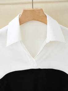 GlowEve Women's Fashionable Spring/Summer Polo Collar 2 In 1 Tie-Up Blouse, Fitted Casual/Work Versatile Shirt - Multicolor - View 6