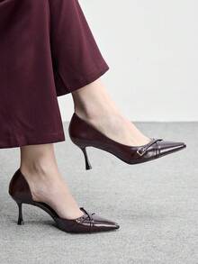 CUCCOO BIZCHIC Zapatos de tacón alto elegantes con diseño de hebilla y punta puntiaguda para mujer - Burdeos - Ver 1