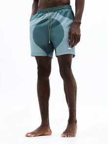 SUMWON Men Elastic Waist Board Shorts With Geometric Heart Pattern Beach Swimming Trunks Summer Vacation Swimwear With Side Pockets - Multicolor - View 4