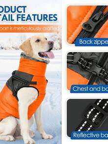 Dog Winter Jackets For Large Dogs,Dog Coat With Harness Built In,Waterproof Dogs Snowsuits Warm Pet Jacket Zip Up Fleece Cold Weather Coats Reflective Puppy Vest With - Multicolor - View 2