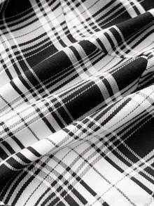 EgrlEra 女士休闲格子褶皱胸部不对称下摆连衣裙，夏季 - 灰色 - 查看 6