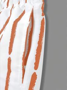 Manfinity Swimmode 男士条纹印花沙滩度假休闲短裤 - 黃色 - 查看 4