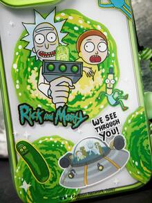 Rick and Morty X SHEIN 趣味双层手机壳，透明设计，经久耐用，时尚美观 - 星际旅行印花保护壳，兼容 11 - 17 Pro Max - 淺綠色 - 查看 6