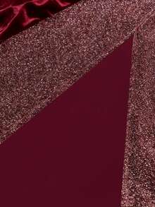 Franclia 优雅酒红色吊带连衣裙，银线荷叶边下摆和收腰设计，显瘦 - 酒紅色 - 查看 6