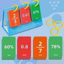Nuevas tarjetas educativas, 69 tarjetas para conversión de decimal, fracción y porcentaje, pensamiento con tarjetas y entrenamiento cognitivo de educación temprana, juegos educativos interactivos. - Multicolor - Ver 5