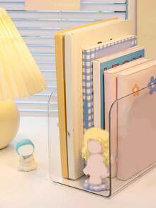 Transparent Acrylic Book Stand, Desktop Book File Storage Divider, Shelf Holder For Student Desk And Office Organizer Back To Home - Clear - View 7