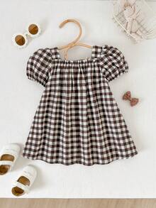 Cozy Pixies Baby Mädchen bunte karierte Kleid mit rundem Ausschnitt, ärmelos, tailliert, vielseitig und bequem - Verschiedenfarbig - Übersicht 4