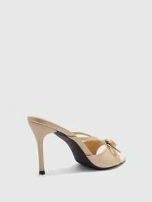 CUCCOO BIZCHIC Women's Bowknot Pointed Toe Stiletto Heel Casual Slip-On Fashion Strap Open Toe High Heel Sandals - Apricot - View 3