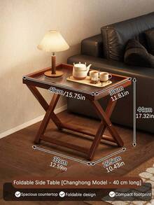 竹制折叠边桌，耐用电视托盘床头柜，适用于客厅和卧室，便携式设计，现代波西米亚风格，节省空间，适用于客厅、阳台和露台，采用耐用材料制成 - 彩色 - 查看 8