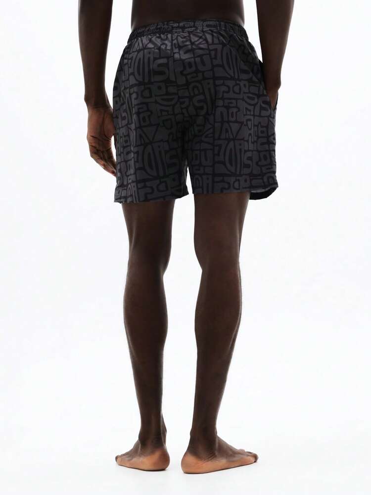Nylon Swim Shorts With All Over Pattern