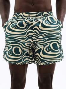 SUMWON Men Board Shorts With Abstract Swirl Pattern Elastic Waistband Summer Beach Swimming Trunks Casual Vacation Surf Wear - Multicolor - View 7