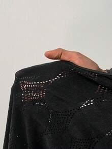 BamGleam Women's Sexy Hollow-Out High Stretch Sheer Bodysuit - Black - View 8