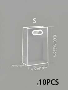 1/5/10个装透明礼品袋，简约镂空提手设计PVC礼品包装袋，适用于派对 - 白色 - 查看 22