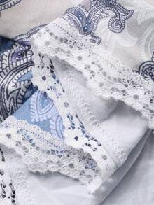 DAZY Lace Patchwork Bow Tie Adjustable Spaghetti Strap Short Dress Nightgown, Summer Sleepwear For Women - Blue - View 9